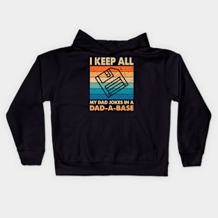 I Keep All My Dad Jokes In A Dad A Base Vintage Dad Joke Kids Hoodie